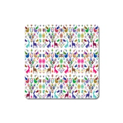 Birds Fish Flowers Floral Star Blue White Sexy Animals Beauty Rainbow Pink Purple Blue Green Orange Square Magnet by Mariart