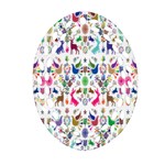 Birds Fish Flowers Floral Star Blue White Sexy Animals Beauty Rainbow Pink Purple Blue Green Orange Oval Filigree Ornament (Two Sides) Front