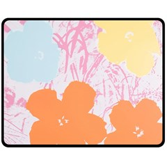 Flower Sunflower Floral Pink Orange Beauty Blue Yellow Fleece Blanket (medium)  by Mariart