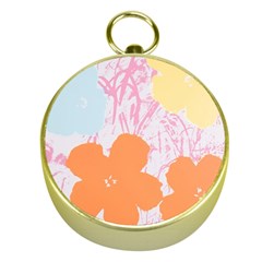 Flower Sunflower Floral Pink Orange Beauty Blue Yellow Gold Compasses by Mariart