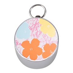 Flower Sunflower Floral Pink Orange Beauty Blue Yellow Mini Silver Compasses by Mariart