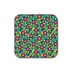 Discrete State Turing Pattern Polka Dots Green Purple Yellow Rainbow Sexy Beauty Rubber Coaster (square)  by Mariart