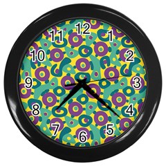 Discrete State Turing Pattern Polka Dots Green Purple Yellow Rainbow Sexy Beauty Wall Clocks (black) by Mariart