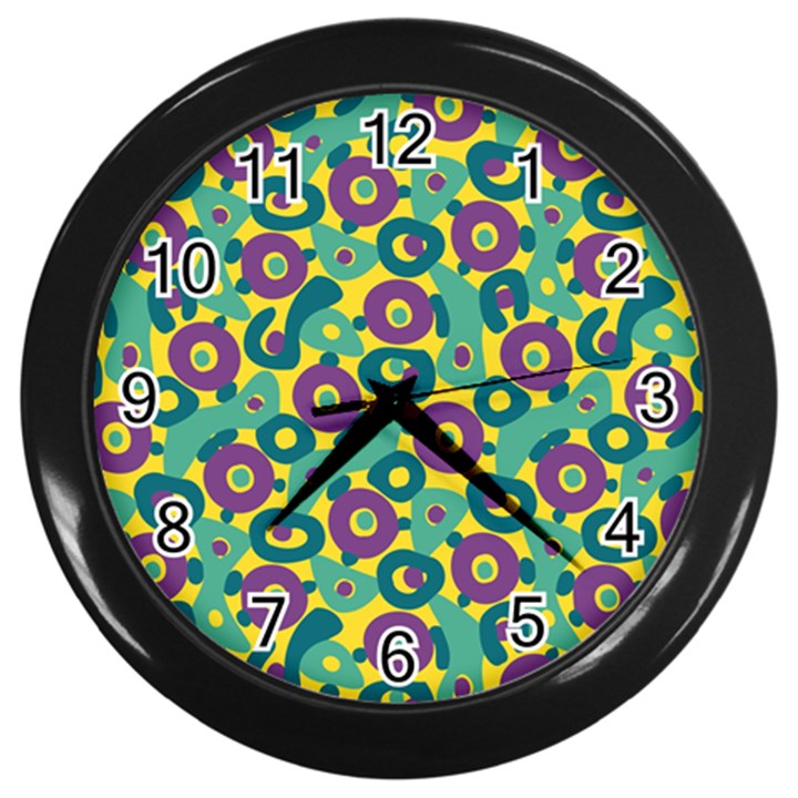 Discrete State Turing Pattern Polka Dots Green Purple Yellow Rainbow Sexy Beauty Wall Clocks (Black)