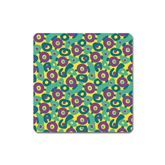 Discrete State Turing Pattern Polka Dots Green Purple Yellow Rainbow Sexy Beauty Square Magnet