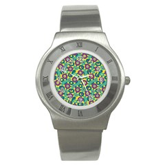 Discrete State Turing Pattern Polka Dots Green Purple Yellow Rainbow Sexy Beauty Stainless Steel Watch
