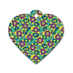 Discrete State Turing Pattern Polka Dots Green Purple Yellow Rainbow Sexy Beauty Dog Tag Heart (two Sides) by Mariart