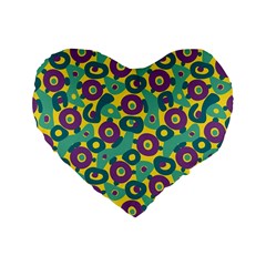 Discrete State Turing Pattern Polka Dots Green Purple Yellow Rainbow Sexy Beauty Standard 16  Premium Heart Shape Cushions by Mariart