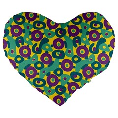 Discrete State Turing Pattern Polka Dots Green Purple Yellow Rainbow Sexy Beauty Large 19  Premium Heart Shape Cushions by Mariart