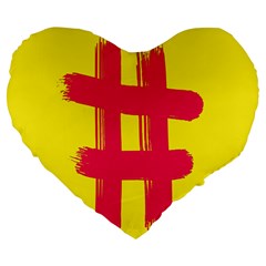 Fun Ain t Gone Fence Sign Red Yellow Flag Large 19  Premium Heart Shape Cushions by Mariart