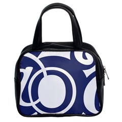 Garamond Blue White Wave Chevron Classic Handbags (2 Sides) by Mariart