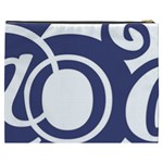 Garamond Blue White Wave Chevron Cosmetic Bag (XXXL)  Back