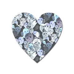 Ghosts Blue Sinister Helloween Face Mask Heart Magnet by Mariart