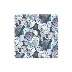 Ghosts Blue Sinister Helloween Face Mask Square Magnet
