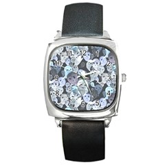 Ghosts Blue Sinister Helloween Face Mask Square Metal Watch by Mariart