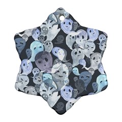 Ghosts Blue Sinister Helloween Face Mask Snowflake Ornament (two Sides)
