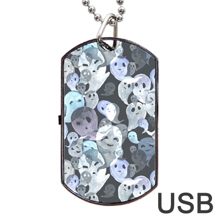 Ghosts Blue Sinister Helloween Face Mask Dog Tag USB Flash (One Side)