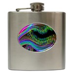 Aurora Wave Colorful Space Line Light Neon Visual Cortex Plate Hip Flask (6 oz) Front