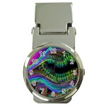 Aurora Wave Colorful Space Line Light Neon Visual Cortex Plate Money Clip Watches Front