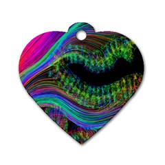 Aurora Wave Colorful Space Line Light Neon Visual Cortex Plate Dog Tag Heart (one Side) by Mariart