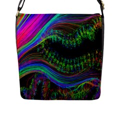 Aurora Wave Colorful Space Line Light Neon Visual Cortex Plate Flap Messenger Bag (l)  by Mariart