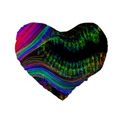 Aurora Wave Colorful Space Line Light Neon Visual Cortex Plate Standard 16  Premium Flano Heart Shape Cushions by Mariart