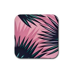 Graciela Detail Petticoat Palm Pink Green Rubber Coaster (square) 