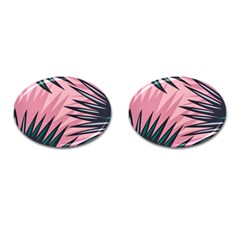 Graciela Detail Petticoat Palm Pink Green Cufflinks (oval)