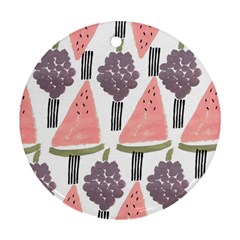 Grapes Watermelon Fruit Patterns Bouffants Broken Hearts Ornament (Round)