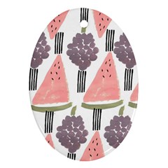 Grapes Watermelon Fruit Patterns Bouffants Broken Hearts Oval Ornament (Two Sides)