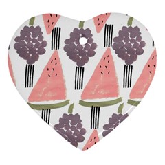 Grapes Watermelon Fruit Patterns Bouffants Broken Hearts Heart Ornament (two Sides)