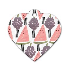 Grapes Watermelon Fruit Patterns Bouffants Broken Hearts Dog Tag Heart (Two Sides)