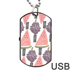 Grapes Watermelon Fruit Patterns Bouffants Broken Hearts Dog Tag USB Flash (Two Sides)