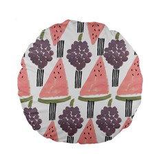 Grapes Watermelon Fruit Patterns Bouffants Broken Hearts Standard 15  Premium Flano Round Cushions