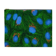 Fluorescence Microscopy Green Blue Cosmetic Bag (xl)