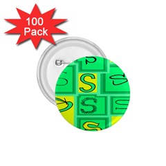 Letter Huruf S Sign Green Yellow 1 75  Buttons (100 Pack) 