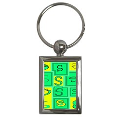 Letter Huruf S Sign Green Yellow Key Chains (rectangle)  by Mariart