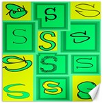 Letter Huruf S Sign Green Yellow Canvas 16  x 16   15.2 x15.41  Canvas - 1