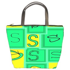 Letter Huruf S Sign Green Yellow Bucket Bags