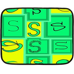 Letter Huruf S Sign Green Yellow Fleece Blanket (mini) by Mariart