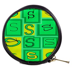 Letter Huruf S Sign Green Yellow Mini Makeup Bags by Mariart