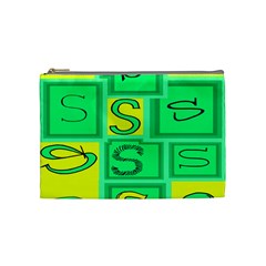 Letter Huruf S Sign Green Yellow Cosmetic Bag (medium)  by Mariart