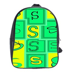 Letter Huruf S Sign Green Yellow School Bag (large)