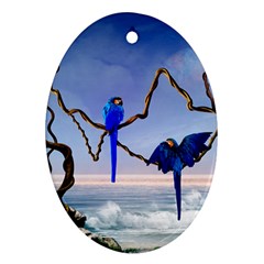 Wonderful Blue  Parrot Looking To The Ocean Ornament (oval)