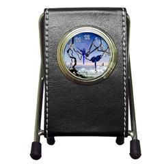 Wonderful Blue  Parrot Looking To The Ocean Pen Holder Desk Clocks by FantasyWorld7