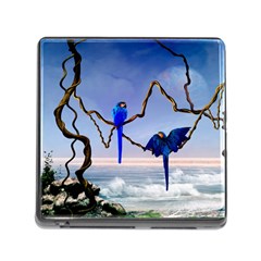 Wonderful Blue  Parrot Looking To The Ocean Memory Card Reader (square) by FantasyWorld7