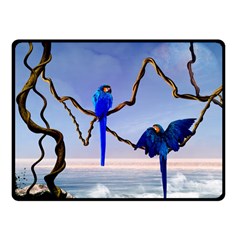 Wonderful Blue  Parrot Looking To The Ocean Fleece Blanket (small) by FantasyWorld7