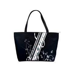 Line Light Leaf Flower Floral Black White Beauty Polka Shoulder Handbags by Mariart