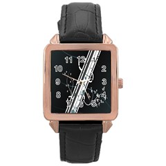 Line Light Leaf Flower Floral Black White Beauty Polka Rose Gold Leather Watch  by Mariart