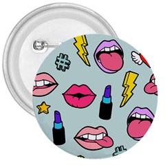 Lipstick Lips Heart Valentine Star Lightning Beauty Sexy 3  Buttons by Mariart